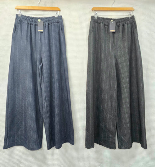 Soft Tweed Chevron Wide Leg Trousers