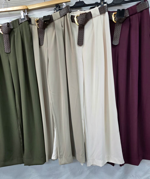 Zra Belted Wide Leg Trousers