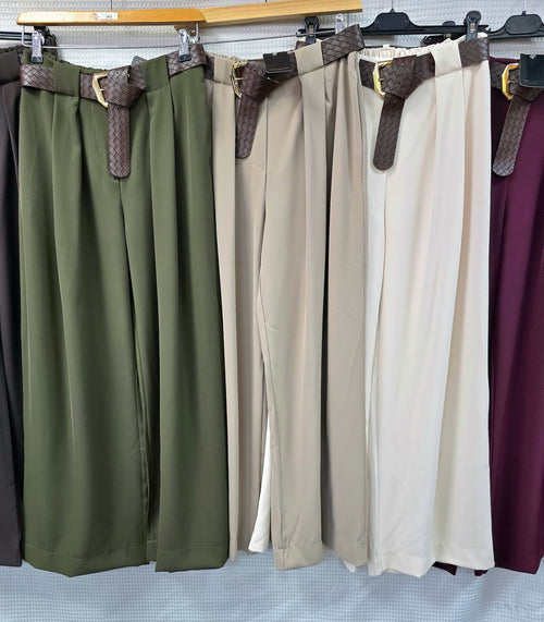 Zra Belted Wide Leg Trousers