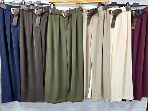 Zra Belted Wide Leg Trousers