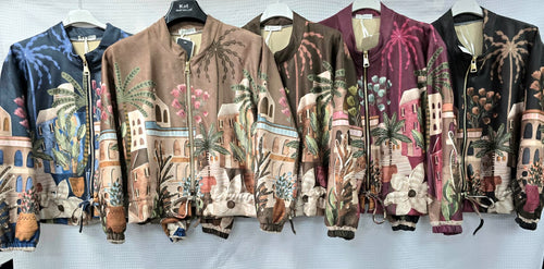 Palm Santo Suedette Zip Bomber Jacket