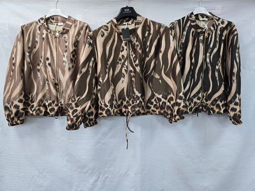 Contrast Wave Suedette Bomber Jacket