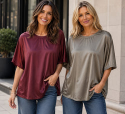 Crew Neck Sateen Top