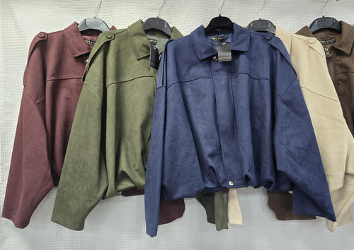 Soft Suedette Zip Bomber Jacket