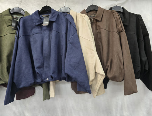 Soft Suedette Zip Bomber Jacket