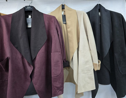 Suedette Contrast  Waterfall Jacket