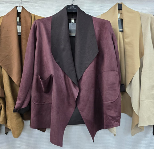 Suedette Contrast  Waterfall Jacket