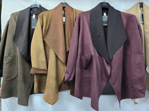 Suedette Contrast  Waterfall Jacket