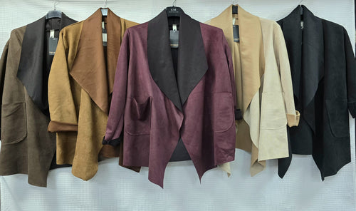 Suedette Contrast  Waterfall Jacket