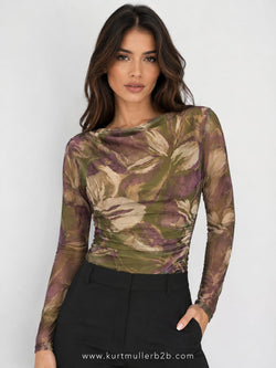 Vintage Floral Sheer Bodysuit Top
