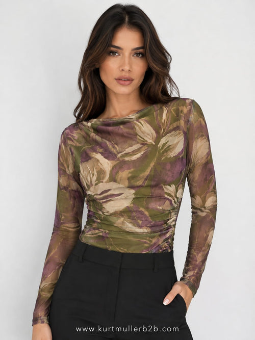 Vintage Floral Sheer Bodysuit Top