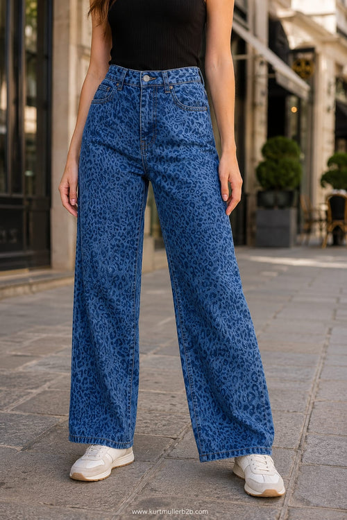Leopard Denim Wide Leg Voggo Jeans