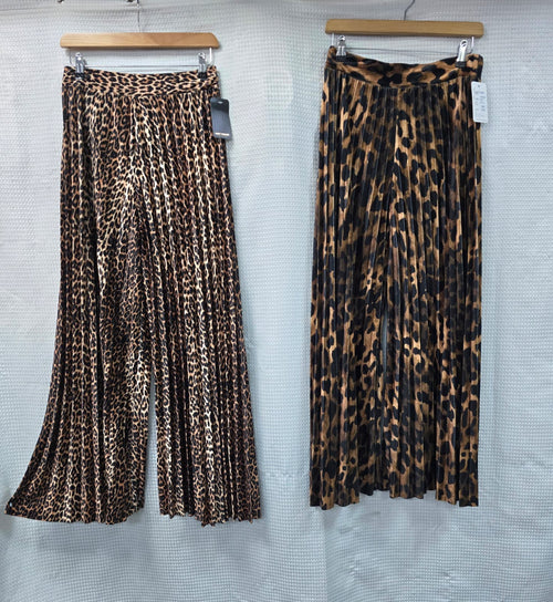 Plisse Wide Leg Velvet Velour Trousers