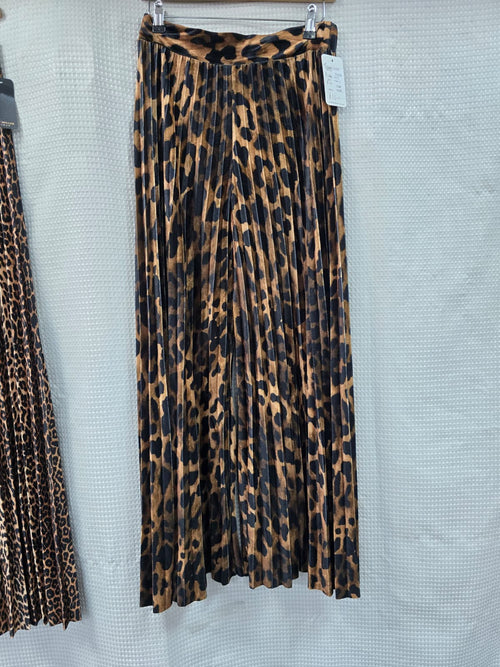 Plisse Wide Leg Velvet Velour Trousers