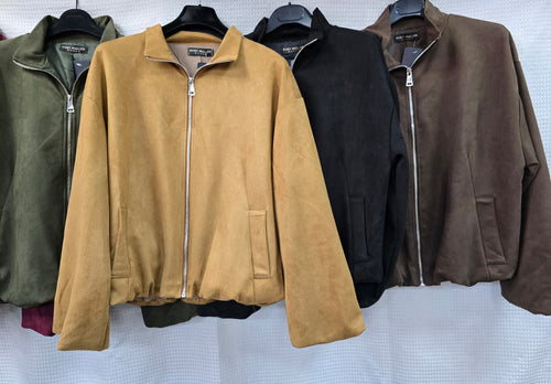 Suedette Zip Blouson Jacket