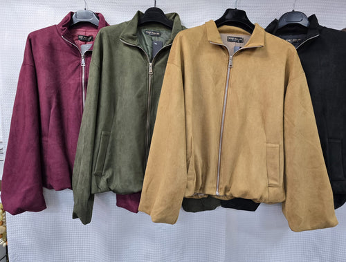 Suedette Zip Blouson Jacket