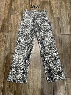 Beige Animal Printed Voggo Wide Leg Jeans