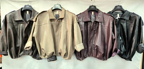 Textured Vegan Leather Zip Jacket