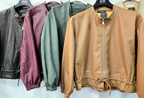 Vegan Leather Blouson Zip Jacket