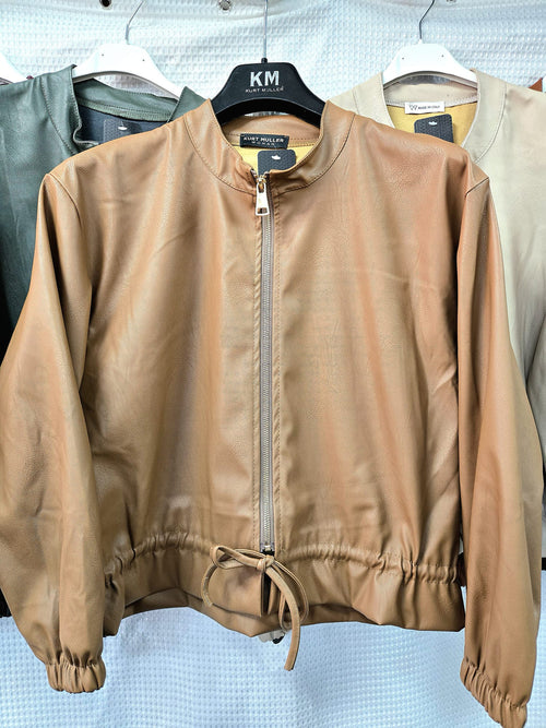 Vegan Leather Blouson Zip Jacket