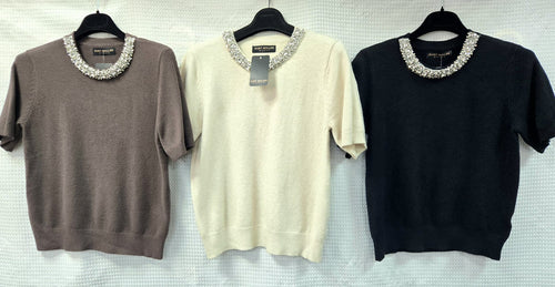 Crystal Neck Soft touch knit