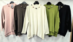 Stone Beaded Neck Soft A line Tunic