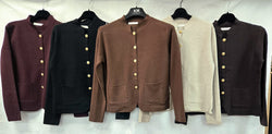 Gold Button Pocket Cardigan
