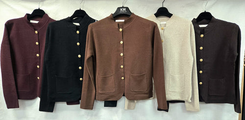 Gold Button Pocket Cardigan