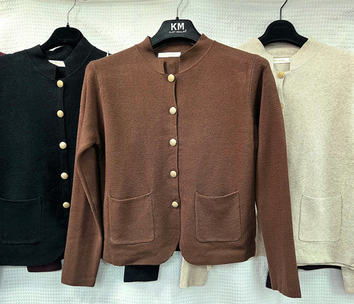 Gold Button Pocket Cardigan