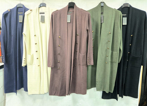 Military Gold Button Coatigan Cardigan