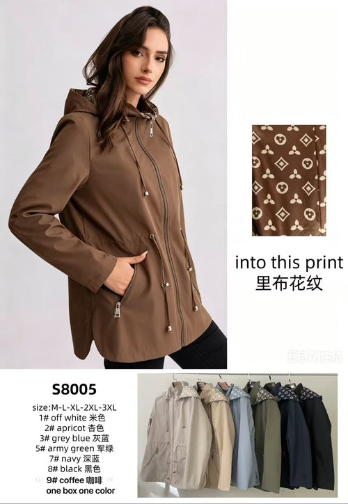 Chocolate Reversible LV hooded Raincoat