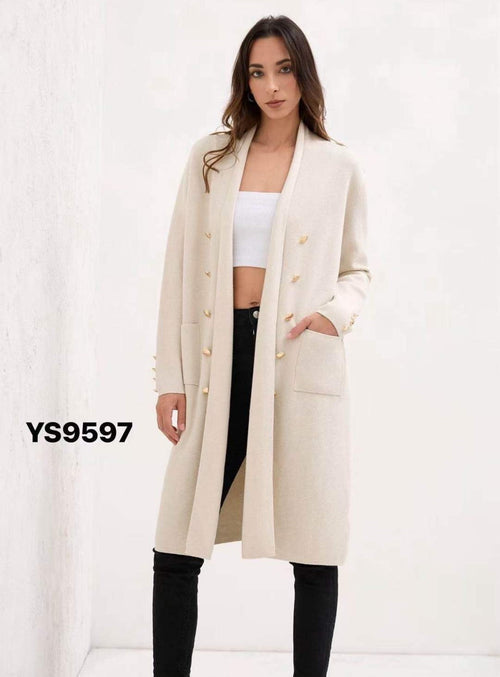 Military Gold Button Coatigan Cardigan
