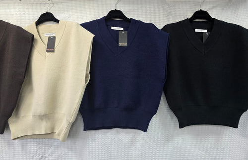 V Knitted Slipover Top