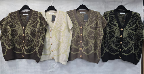 Gold Lurex Starburst Gold Button Cardigan
