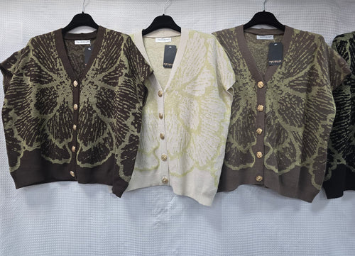 Gold Lurex Starburst Gold Button Cardigan