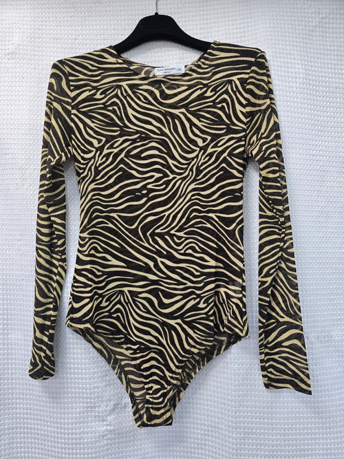 Gold Shimmer Zebra Metallic Bodysuit