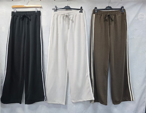 Wide Leg Side Stripe Trousers