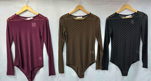 Textured Polka Dot Bodysuit