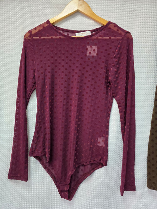 Textured Polka Dot Bodysuit