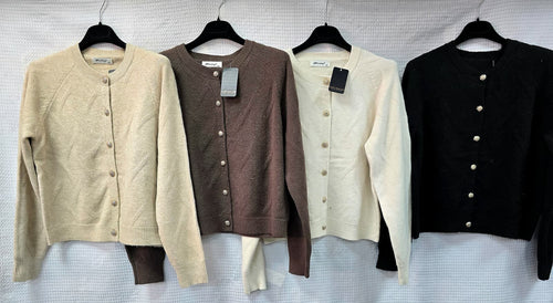 Textured Gold Button Wool blend Cardigan