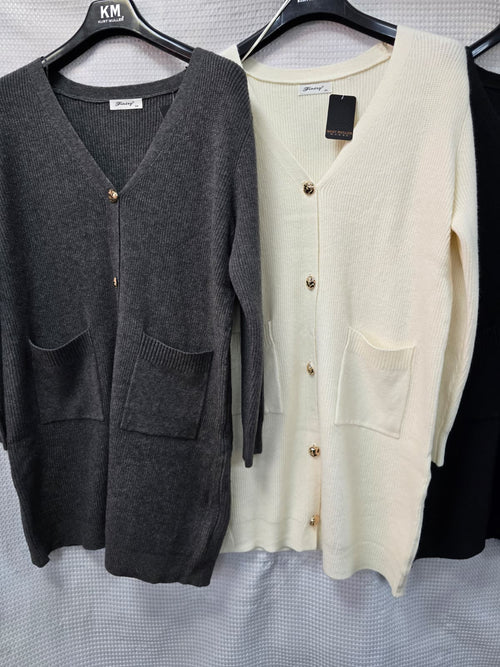 Ribbed Wool blend Pocket Cardigan