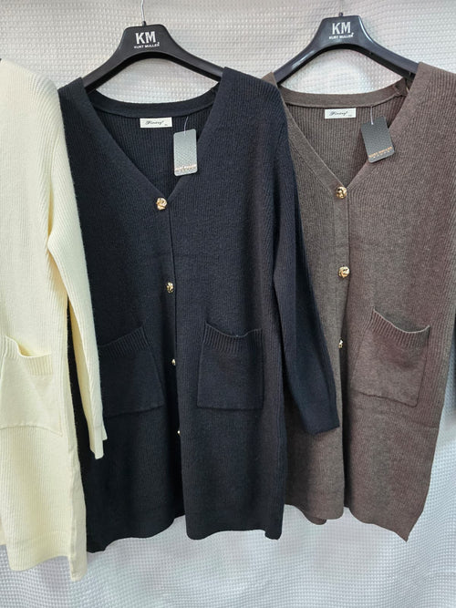 Ribbed Wool blend Pocket Cardigan