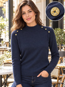 Turtle Neck Star Stud wool blend Knit
