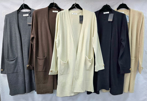 Gold Shell pocket Wool blend Cardigan