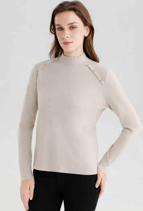 Turtle Neck Star Stud wool blend Knit