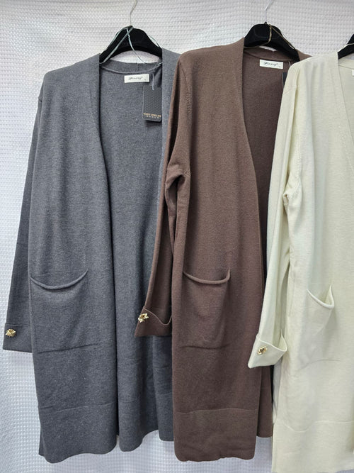Gold Shell pocket Wool blend Cardigan