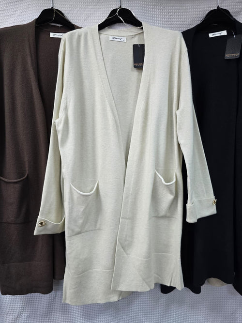 Gold Shell pocket Wool blend Cardigan