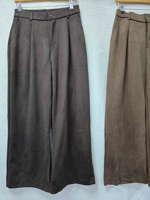 Plain Wide leg suedette Trousers