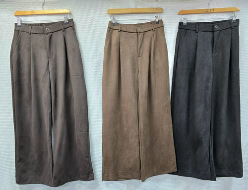 Plain Wide leg suedette Trousers