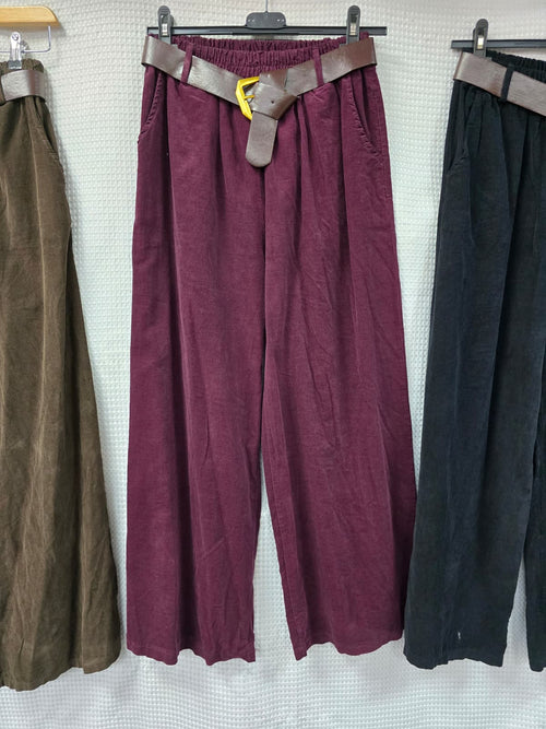 Cord Soft Lined Wide Leg Trousers